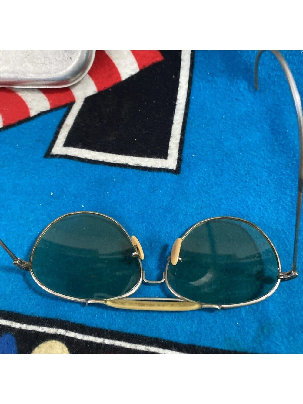 USA Vintage Aviator WWII Bausch & Lomb Army Navy Sunglasses Engraved Case Pilot